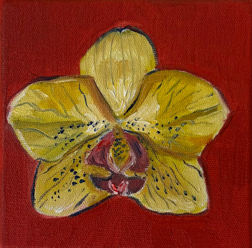 "Orquídea amarela", 10x10 cm Original