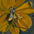 "Abelha na flor amarela", 10x10 cm Original