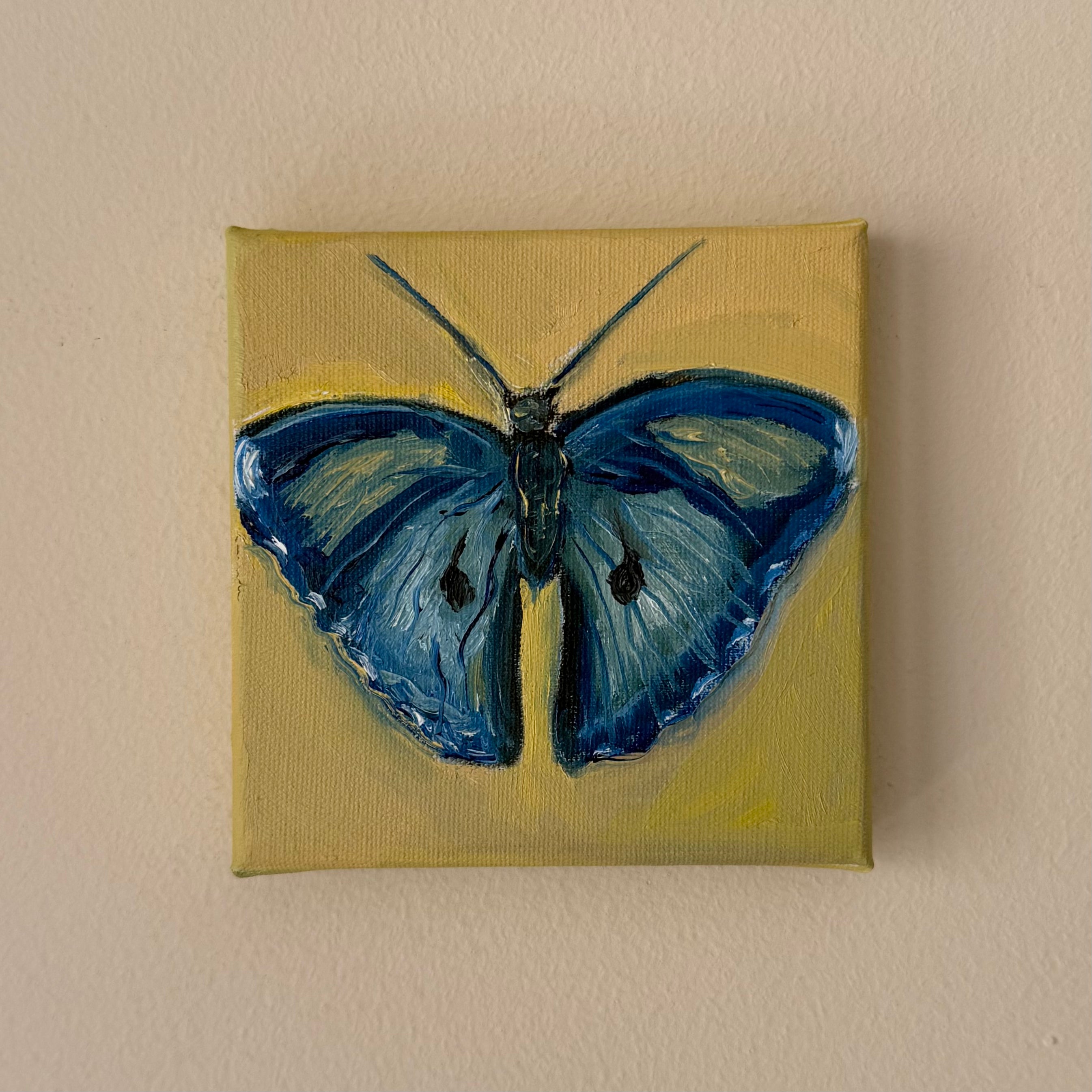"Borboleta azul", 10x10 cm Original